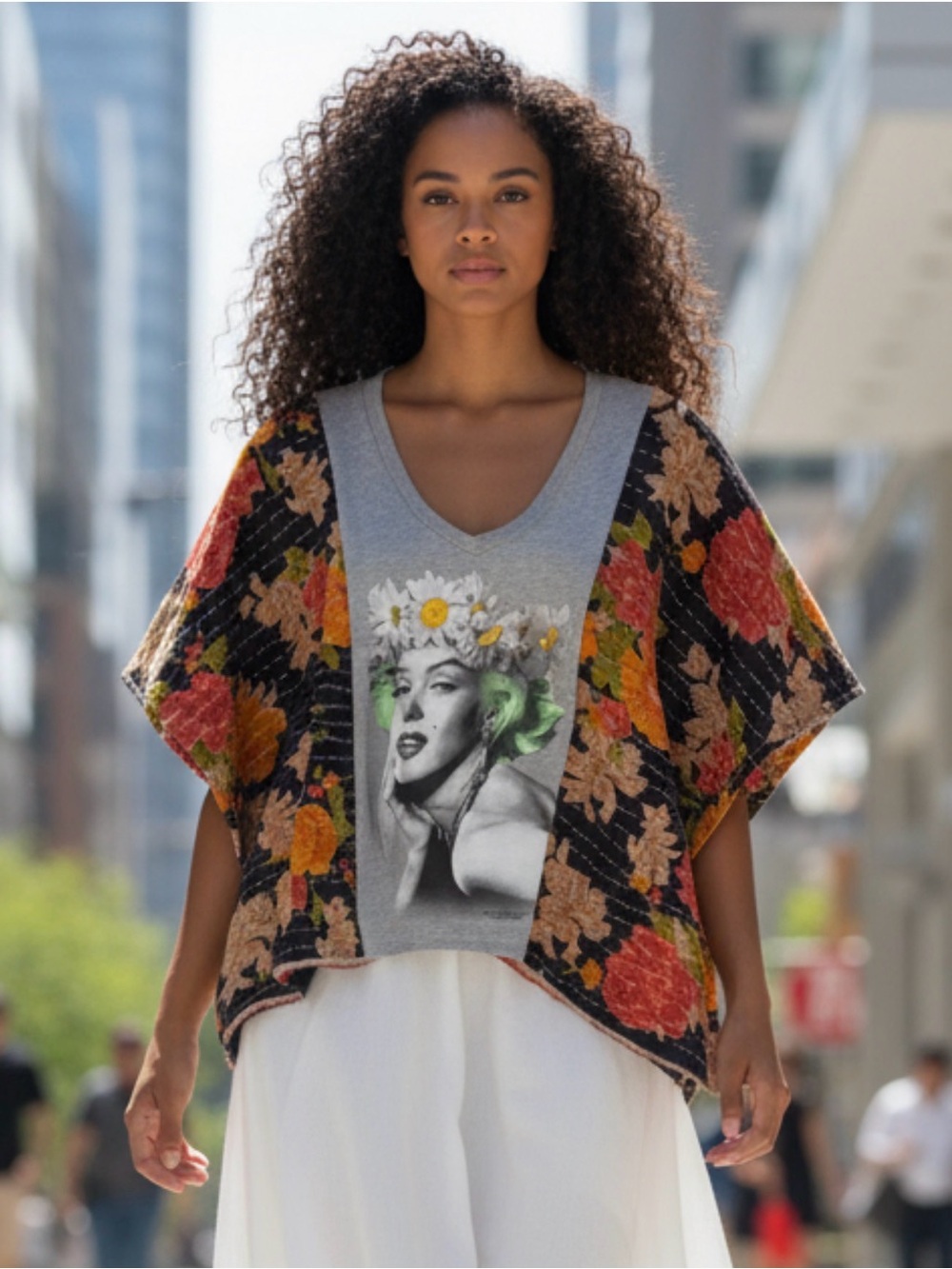 MARILYN Artisan Made Upcycle BAND T PONCHO Up to XL Handmade One of a Kind